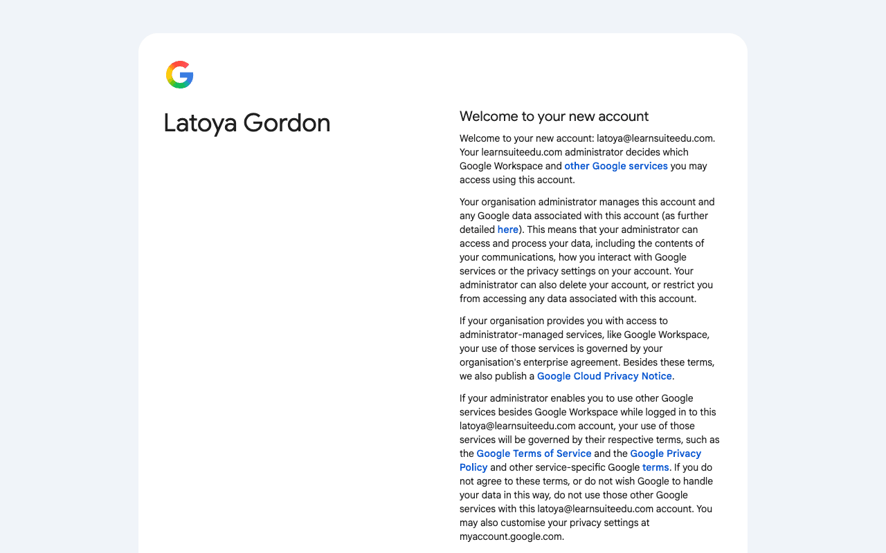 Welcome to your new account page