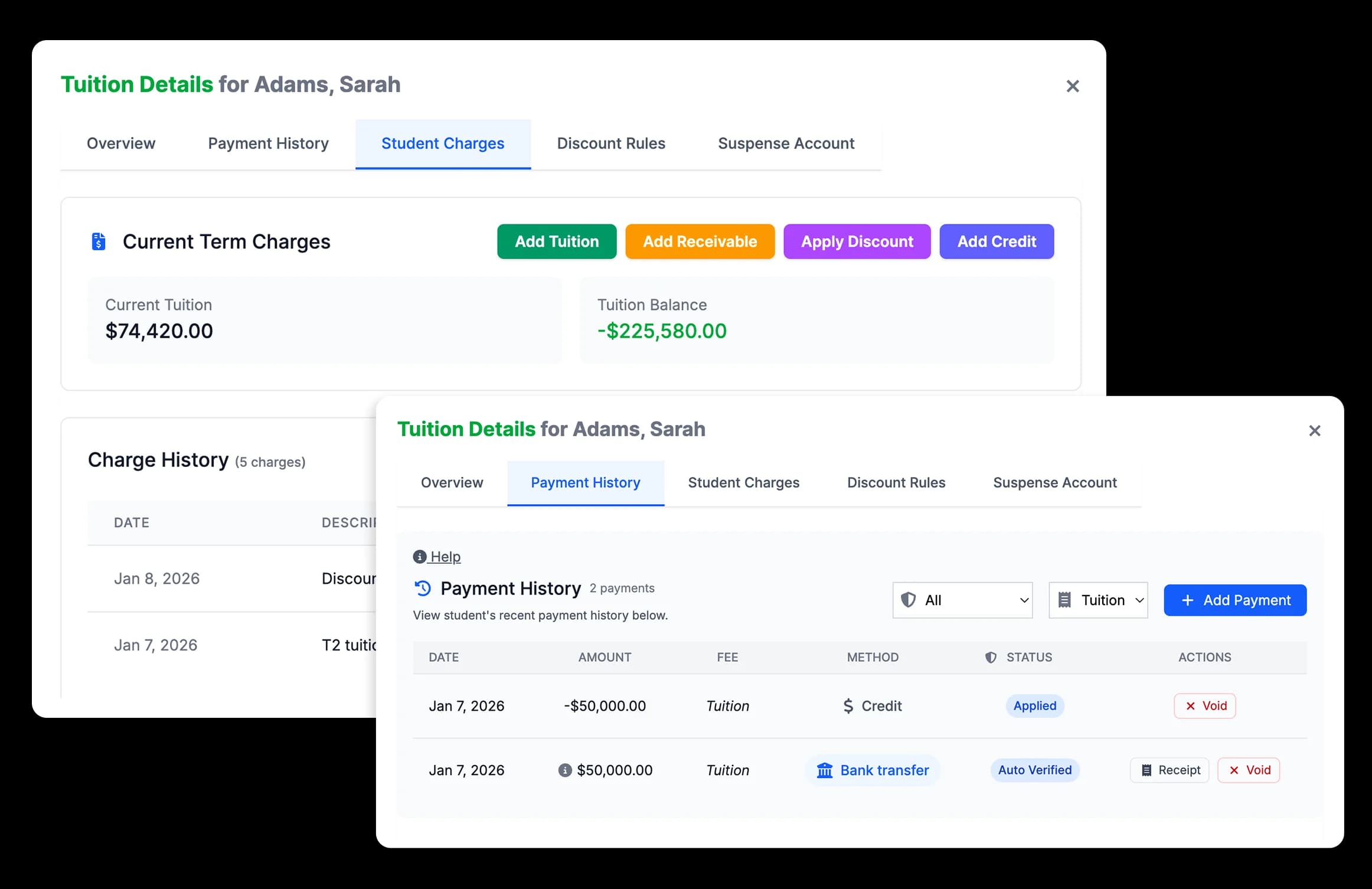 LearnSuite tuition management dashboard