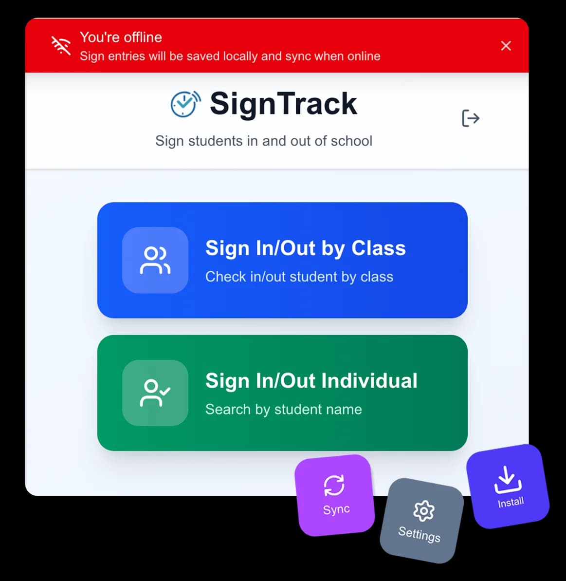 Offline mode interface